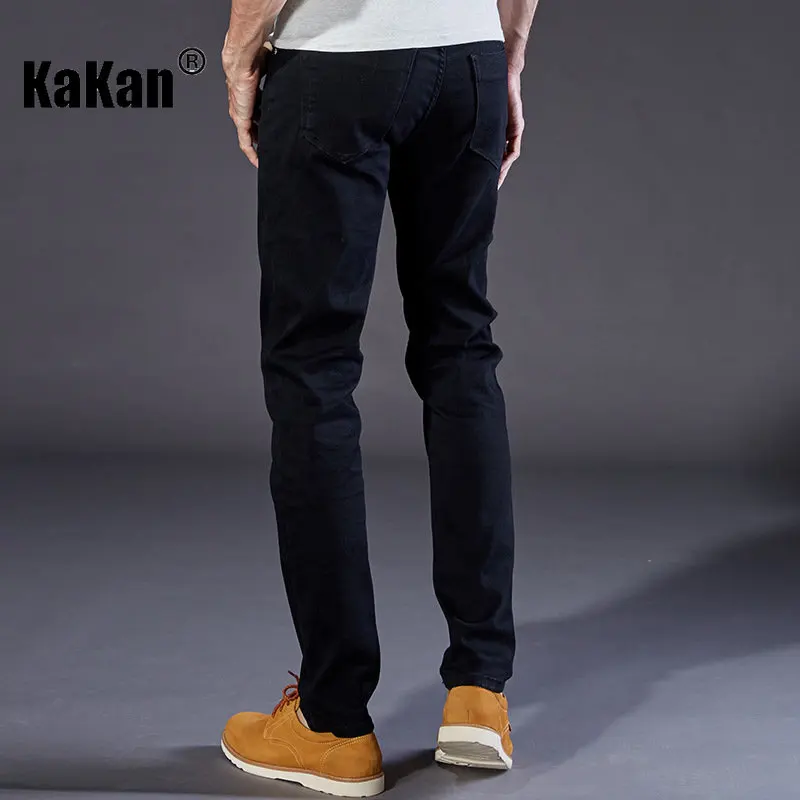 Kakan - New European and American Trend Straight Leg Jeans for Men, Black Slim Fitting Long Jeans K47-8939