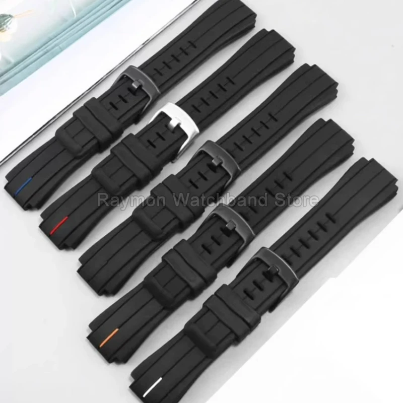 Фото Дышащий термостойкий силиконовый аксессуар для часов Timex T2N721 TW2T76300 TW2V22200, черный выпуклый интерфейсный ремешок 16x24 мм №4