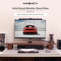 Kashcy Soild Wood Black Walnut Monitor Stand Riser Computer Screen Heighten Shelf Computer Holder Stander