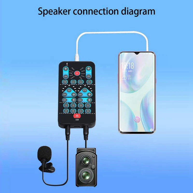 Внешняя звуковая карта Bluetooth с 5 режимами сцен 8 звуковыми эффектами для телефонов