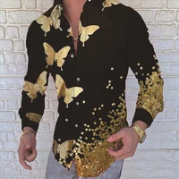 2021spring autumn long sleeve shirt men floral print shirt button turn down collar plus size male top shirt masculina streetwear