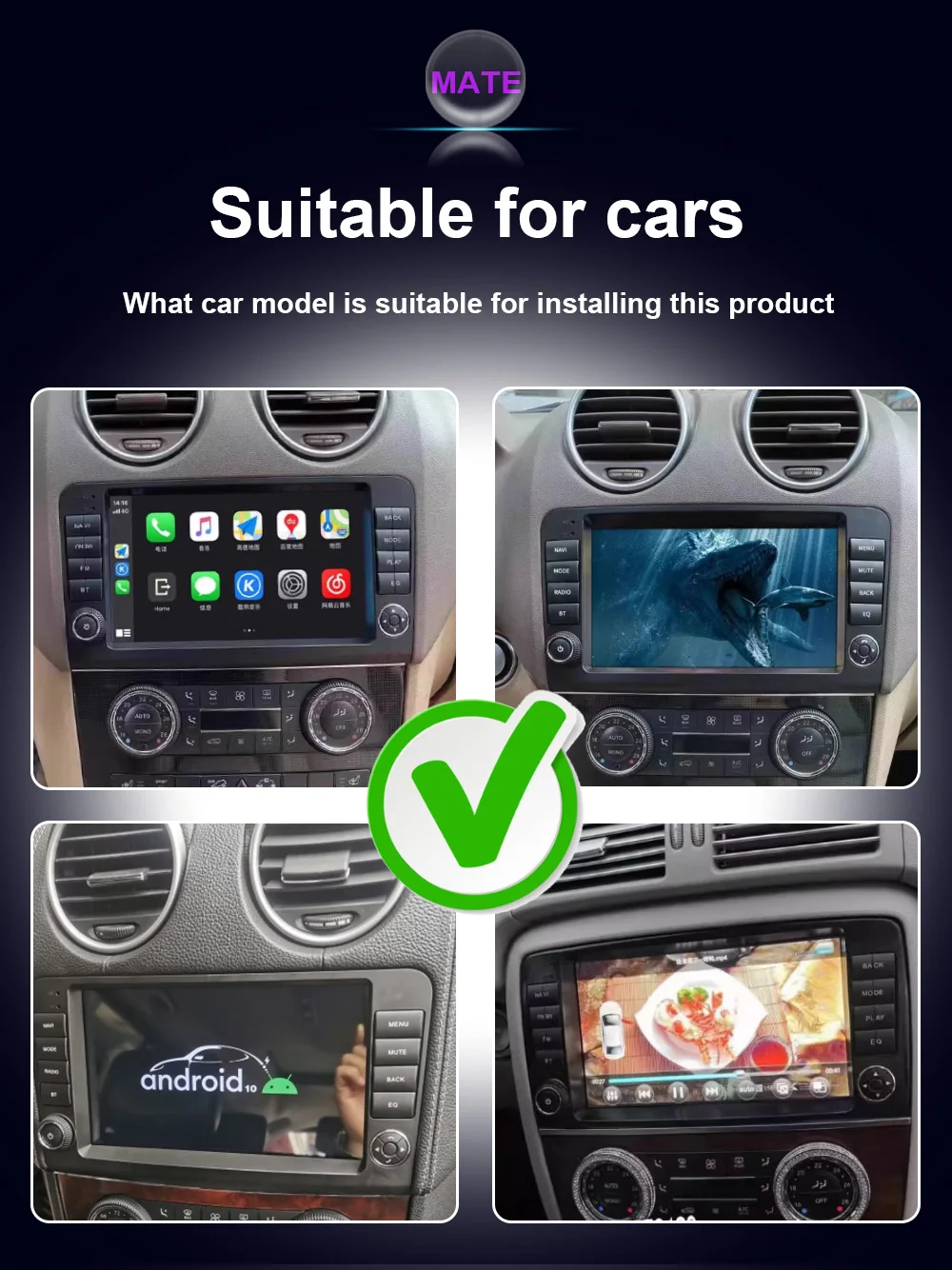 Фото Для Mercedes Benz ML GL CLASS W164 X164 ML350 AI Voice Multimedia Carplay Android Auto GPS Navi Радио стерео Палиер Головное устройство №2