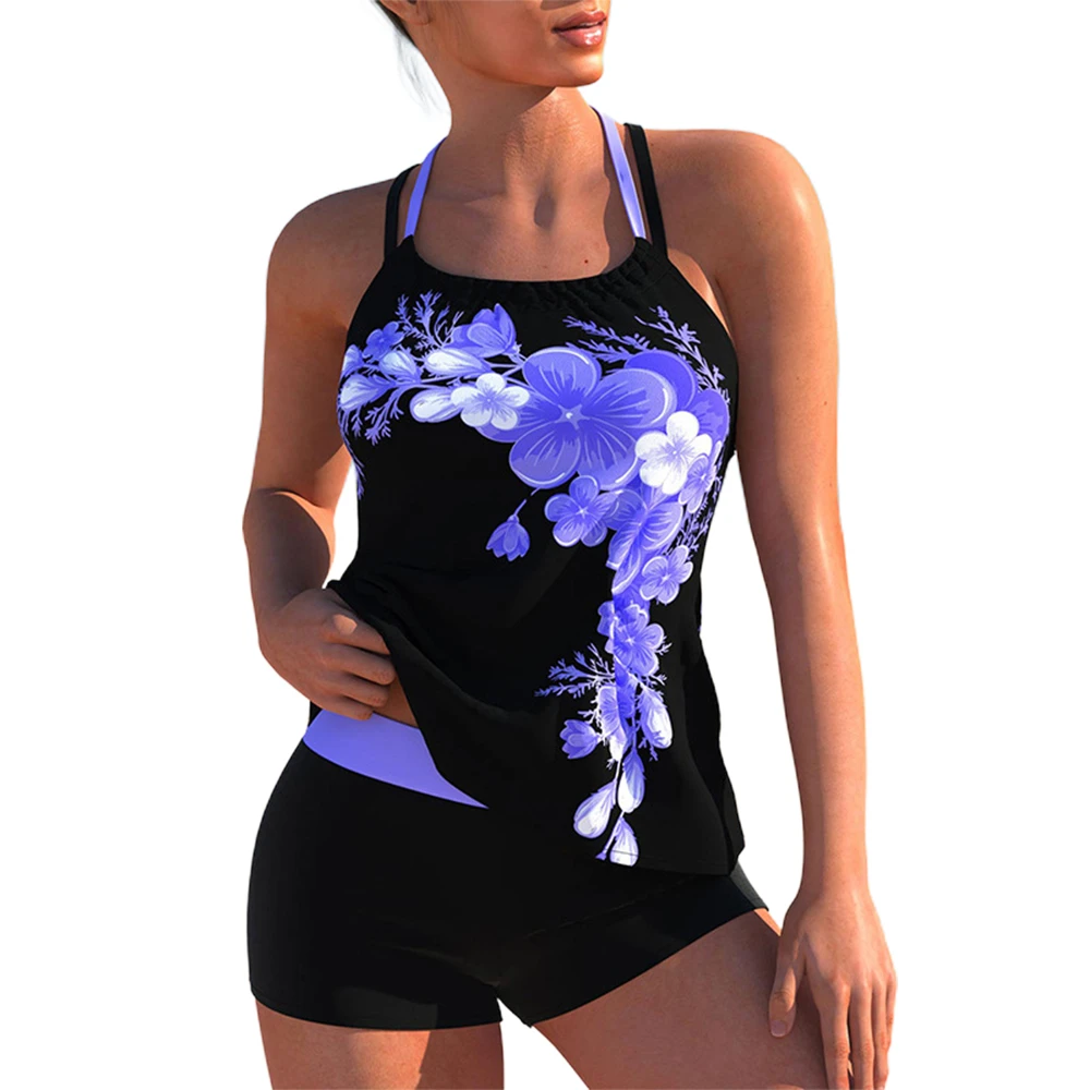 

Two Piece Swimsuit Woman Bathing Suit Women Summer Clothing Floral Printed Straps Tops and Boxers Plus Size Swimwear Bikinis Set