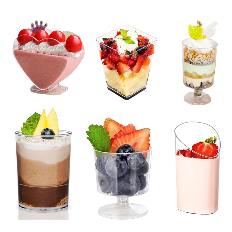 

20pcs Mini Disposable Cups Pudding Jelly Mousse Ice Cream Cup Appetizer Bowl For Home Dessert Shop Food Container Plastic Cups