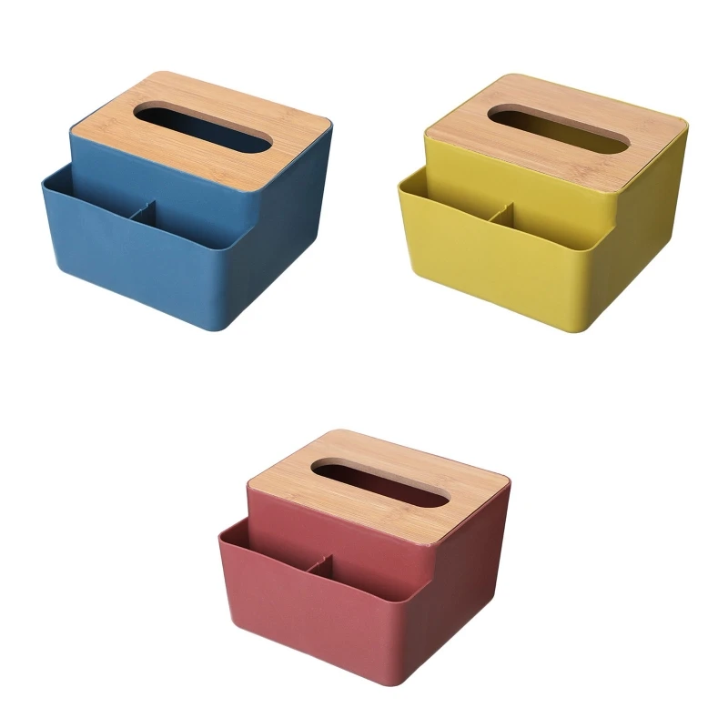 

Nordic Style Tissue Paper Box with Wooden Cover Remote Control Storage for Home Bedroom Office Napkin Toilet Paper Pen