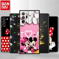black phone case for samsung galaxy s20fe s21ultra s22 s10 plus s8 s9 note 20 10 lite s10e 9 s7 cover funda bow minnie mickey