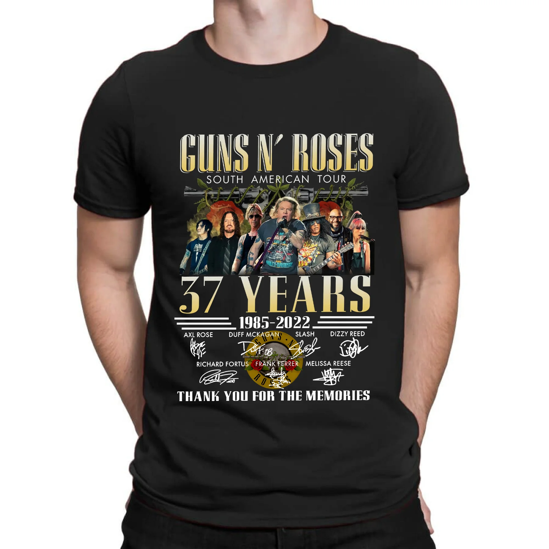 

Amazing Essential Streetwear Guns N Roses Band South American Tour 37 Years 1985-2022 Thank Memories T-shirt Men T-shirts S-3XL