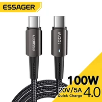 essager pd100w 60w usb type c to usb c cable cord fast charger qc 4 0 wire for xiaomi poco laptop samsung huawei phone charging