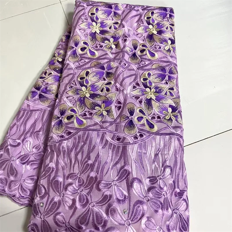 

5 yards 100% Cotton fabric 2022 Dubai heavy beaded embroidery African Dry lace fabrics Swiss voile lace in Switzerland 13L3.3
