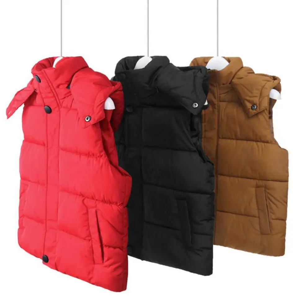 

Куртка с капюшоном для маленьких девочек и мальчиков, детская теплая безрукавка для родителей и детей, школьные жилеты, зимняя верхняя одежда, 2023
