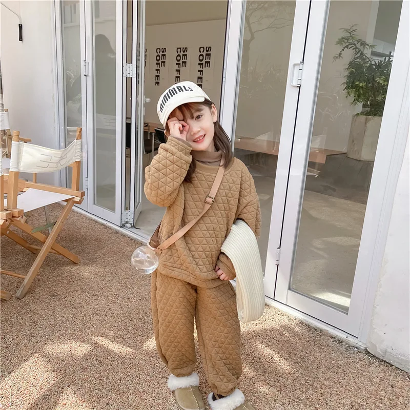 Купи Kids Winter Clothes Boys Outfits Girls Long Sleeve Tops And Pants Two Piece Sets Children Warm Clothing Baby Cotton 2 Piece Suit за 1,220 рублей в магазине AliExpress