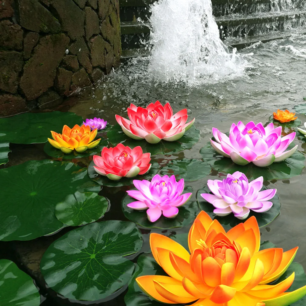 

5Pcs Water Pond Decor Floating Decor Pond Decor Artificial Flower Water For Home Pool ( Red/ Yellow/ Blue// Light )
