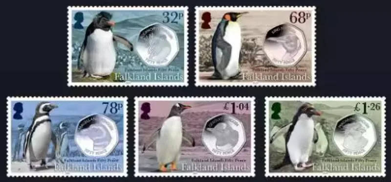

5 шт., Фолклендские острова, 2020, пингвин, настоящие оригинальные почтовые штампы для коллекции, MNH