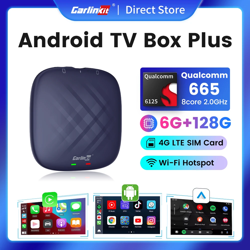 

CarlinKit умная ТВ-приставка Android 11 12 13 6G + 128G беспроводная CarPlay Ai Box Android Авто Netflix Iptv потоковая коробка для автомобиля QCM6125