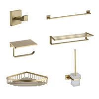 bathroom accessories set gold brass toilet paper towels holder with shelf