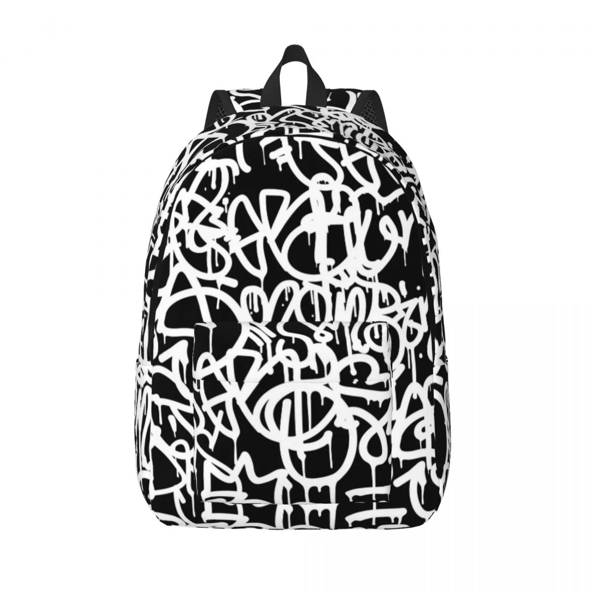 

Black And White Graffiti Backpack for Kindergarten Primary School Student Bookbag Boy Girl Kids Daypack Sports