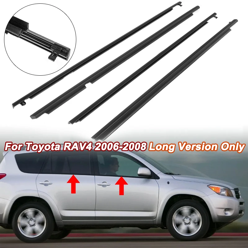 

4 шт./компл. уплотнители для окон автомобиля для Toyota RAV4 2006-2008, резиновый герметик, боковой уплотнитель, непромокаемая внешняя стеклянная планка