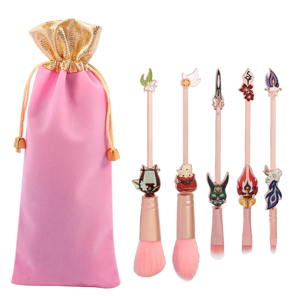 

5Pcs/Set Anime Genshin Impact Makeup Brushes Set Hair Eye Shadow Cosmetics Blending Soft Make Up Brush Tool Girl Gift