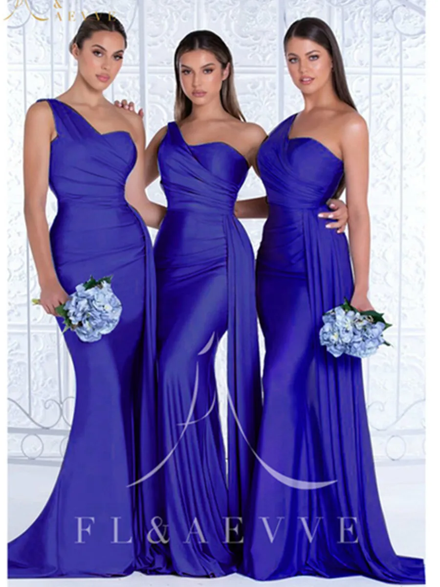 Newest Luxury Bridesmaid Dresses One Shoulder Silk Satin Mermaid Bridesmaid Dresses Lace Up Back Wedding Party Bridesmaid Gowns