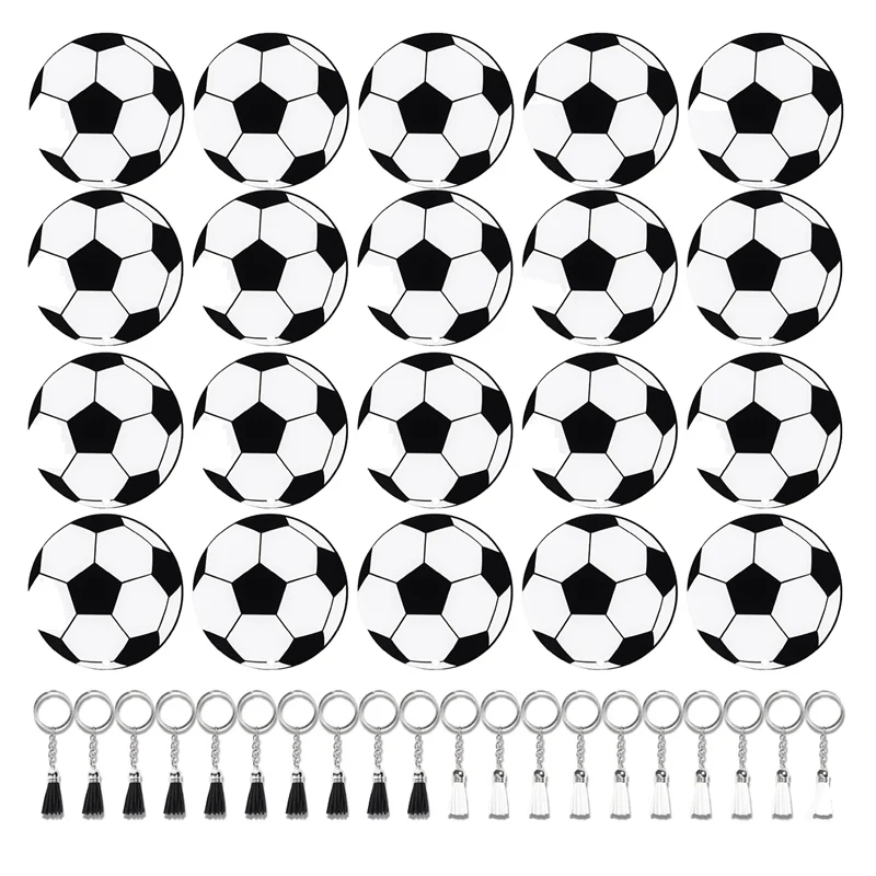 

Soccer Acrylic Keychain Blanks Kit Include 20 Soccer Keychain With 20 Tassels Keychain Rings Set Soccer Party Favors