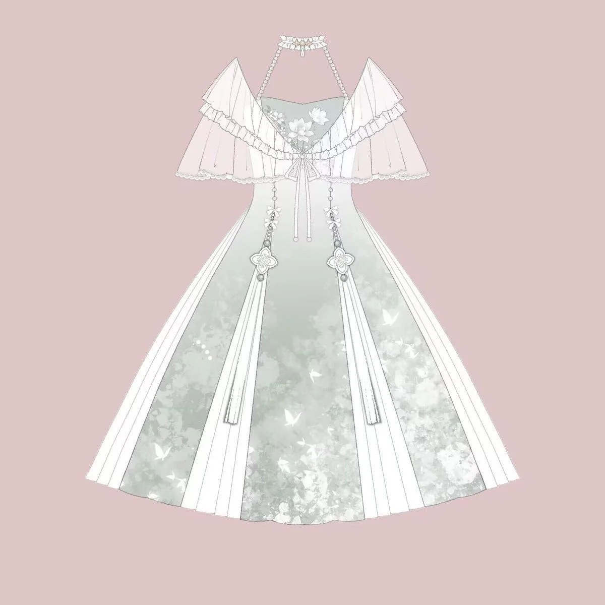 Qinghe китайское ретро платье Jsk на бретельках комплект из двух частей сказочные