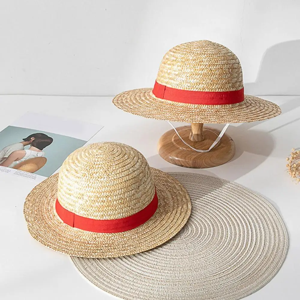 

Useful Practical Cosplay Sun Protection Straw Cap Contrast Color Sun Hat Japanese Beach Hat
