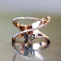 2022 fashion butterfly shaped finger ring for women luxury rose gold color accessorie jewelry korean version twist knucle ring