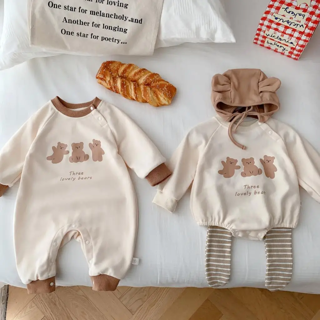 

3 шт./комплект, Детский комбинезон с длинным рукавом, леггинсы и шапка