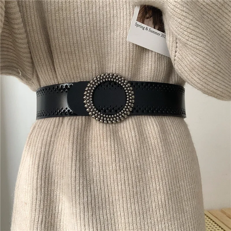 X6035 Waist Genuine Leather Belt Dress Waistbelt Corset Elastic Wide Girdle Dress Coat Decorative Belts Natural Leather Belt