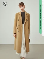 fsle women mid length suit collar woolen coats slim trench coat style 100 wool coat retro commuter solid straight jackets