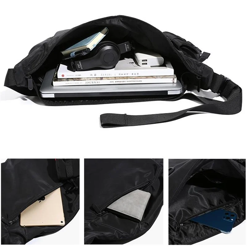 Oxford Single Shoulder Men's Bag Multi Functional Personality Messenger Bag Fashion Men's Crossbody Bag Travel Men's Briefcase