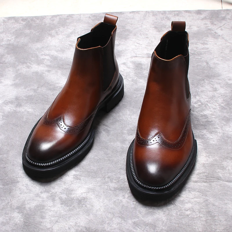 

Мужские классические кожаные ботинки челси, черные/коричневые формальные ботинки с острым носком, обувь из натуральной кожи