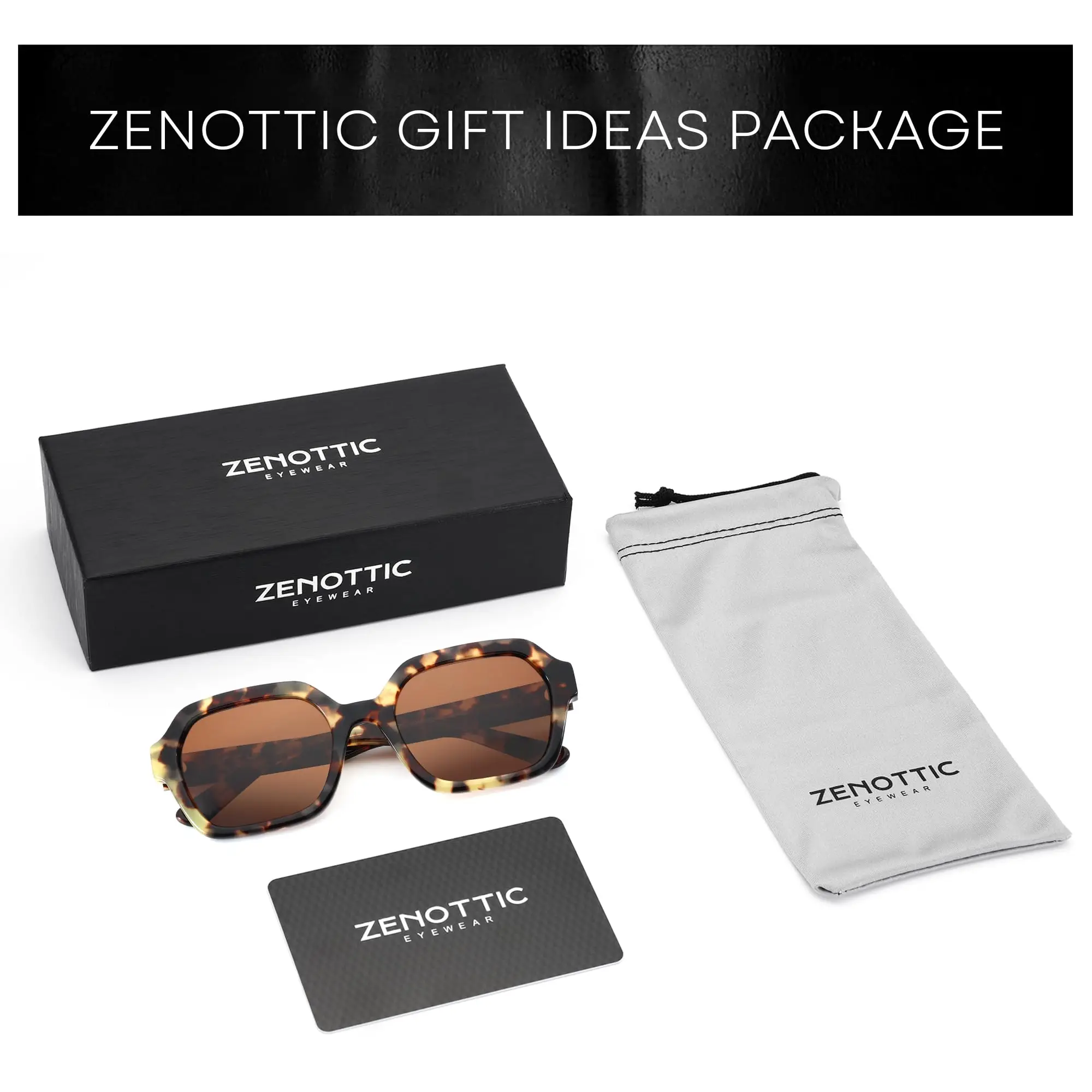 Фото ZENOTTIC ретро поляризационные шестигранные солнцезащитные очки для женщин, классические винтажные квадратные солнцезащитные очки, ацетатные оттенки, защита UV400 №1
