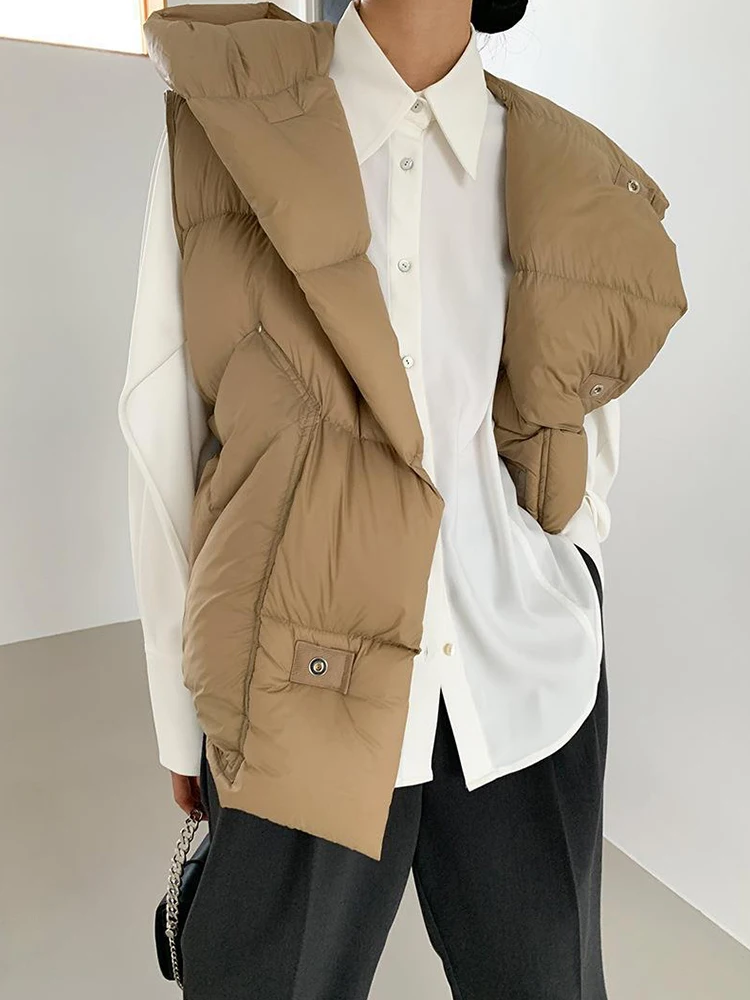 90% Ultra Light White Duck Down Women Vest Coat Hooded Winter Thicken Bread Down Jacket Sleeveless Female Loose Waistcoats