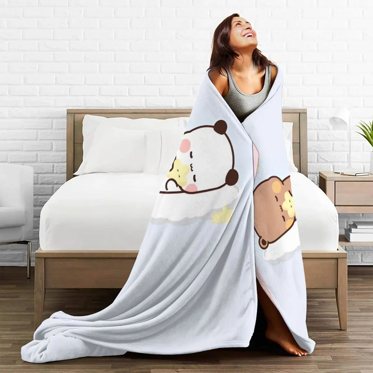Флисовое одеяло Bubu и Dudu панда медведь теплые Пледы для кровати спальни