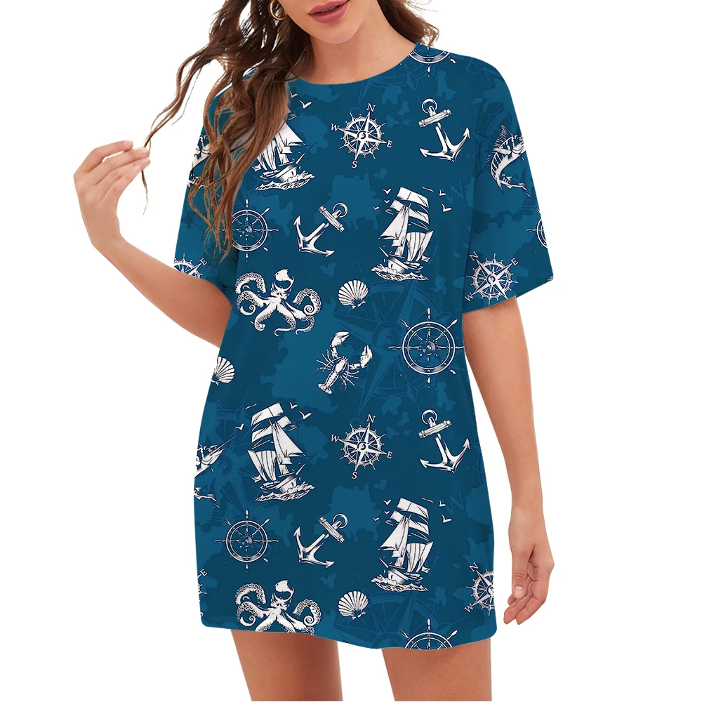 

CLOOCL Fashion Women T-shirt Retro Pirate Ship Pattern 3D Printed Loose Crew Neck Short Sleeve Tees Casual Oversized Tops