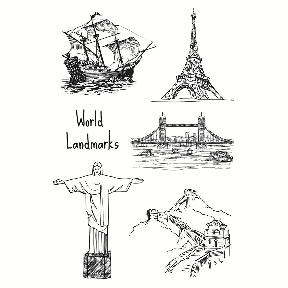 

World landmarks Clear Stamps Seal for DIY Scrapbooking Card Transparent Stamps Making Photo Album Crafts Decoration New Stamps