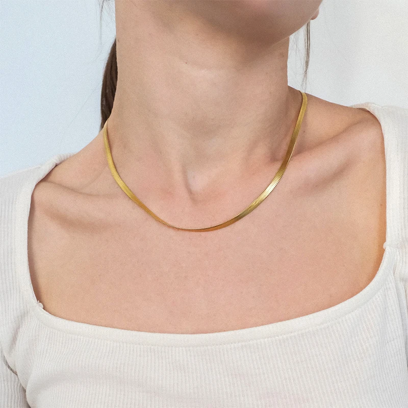 

925 Silver Necklace Fashion Simple Clavicle Chain Shiny Collar Men And Women Couple Snake Bone Chain Sterling Silver Jewelry
