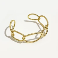 perisbox curb link big circle bangles round geometric bangles for women minimalist gold colour chain bangles adjustable trendy