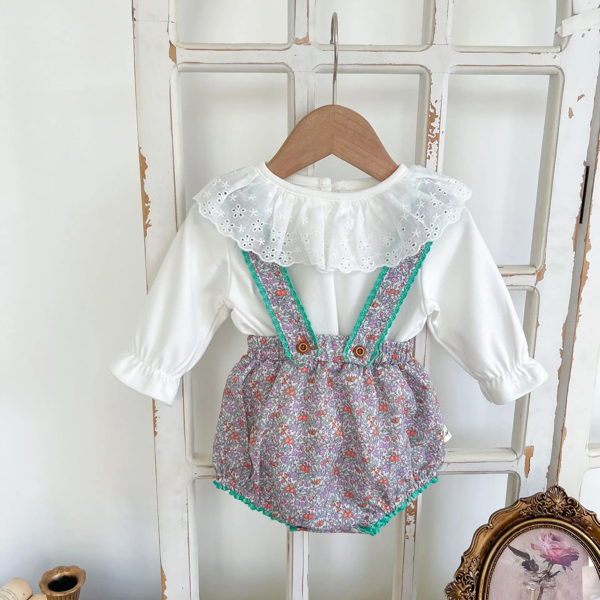 Freely Move 2022 Autumn Baby Girls Romper Short Cute Cotton Floral Overall Jumpsuit Fashion Korean Kids Costumes Clothing