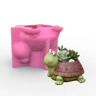 3D силиконовые формы, черепаха, силикагель, форма, горшок для суккулентов, домашний декор, сделай сам, кактус, пластырь, глина, полимерное ремесло, декоративная C48