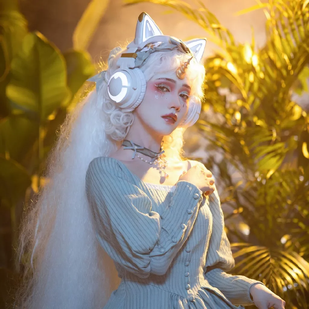 

3G Cute Cat Wireless Headphones APP control RGB lights High quality Cat Casco Girl cute cat ear headset For Computer Gaming