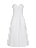 yigelila fashion women white spaghetti strap dress elegant sweetheart neck party dress empire slim solid dress mid length 67471
