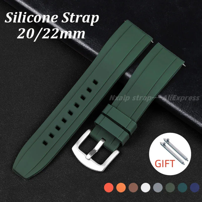 Ремешок силиконовый для мужских наручных часов водонепроницаемый спортивный