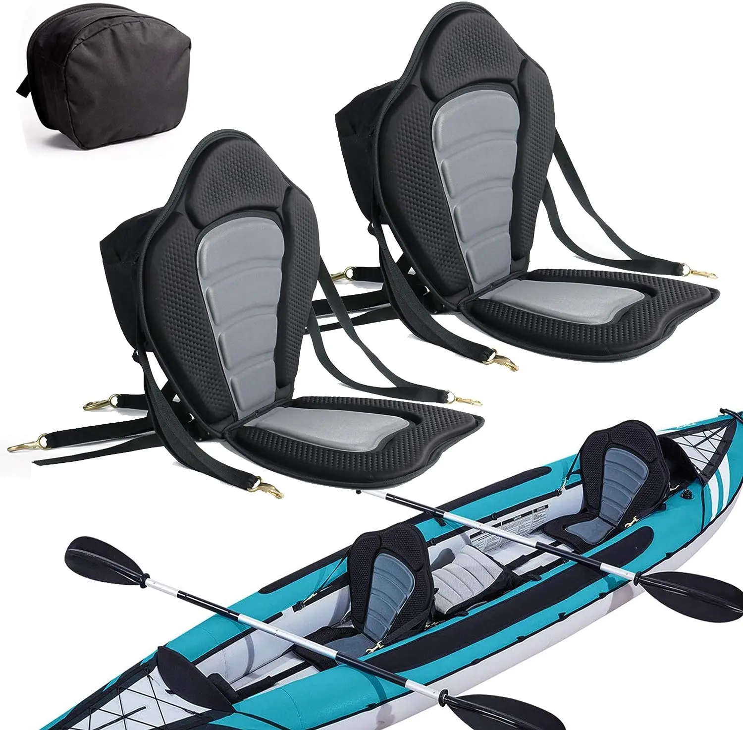 

Pack of Kayak Seat Deluxe Padded Canoe Backrest Seat Sit On Top Cushioned Back Support SUP Paddle Board Seats with Detachable St