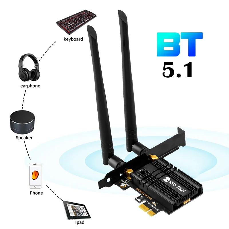 Беспроводная PCIe Двухдиапазонная 3000M адаптер Wi-Fi Intel AX200 6 Bluetooth 2 4 5 1. 11ac/ax сетевая
