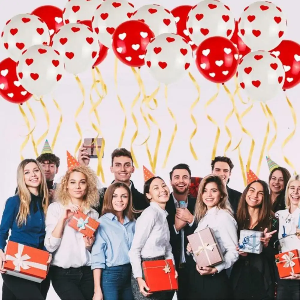 

Tear-resistant 1 Bag Durable Photo Booth Backdrop Wedding Balloons Eco-friendly Balloons Heart Pattern for Shop