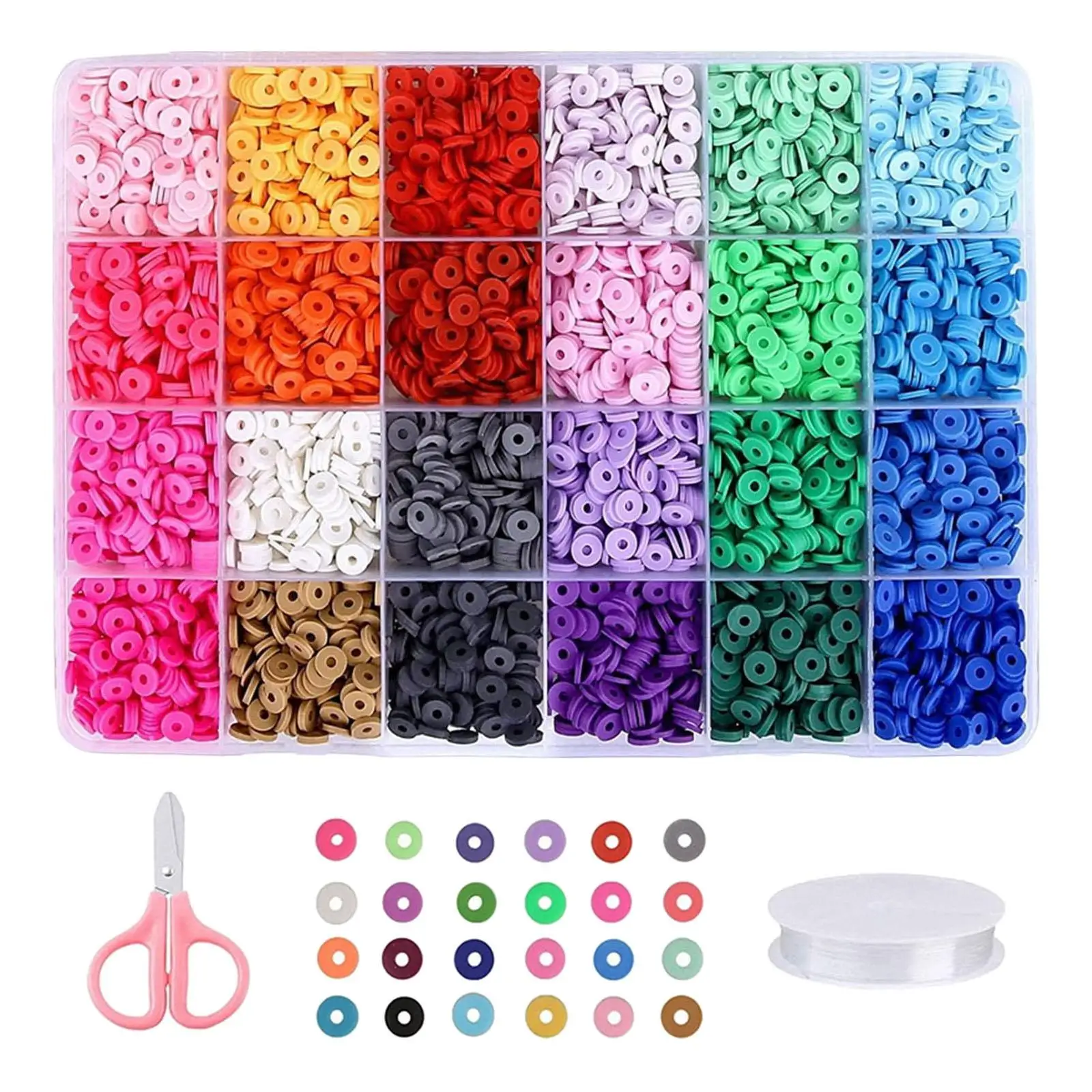 

Clay Flat Beads 6mm 24 Colors DIY Craft Gift Waterproof Collection Handmade