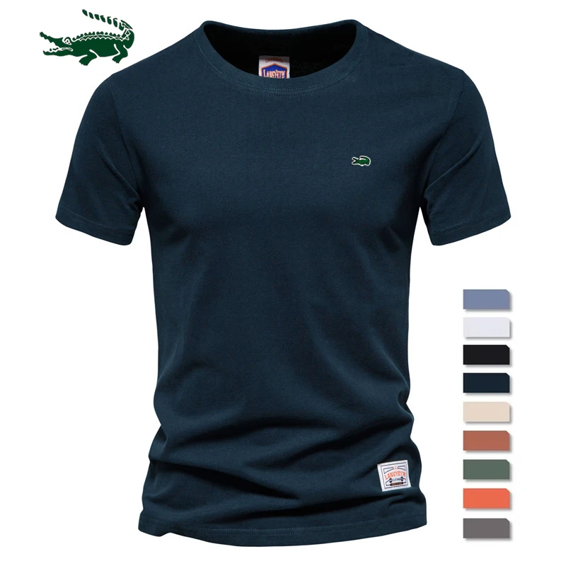 

100% Cotton Short Sleeve T Shirt for Men Embroidery Summer Casual Mens T-shirts Quality Male Tops Tee Shirts Basic Clothing