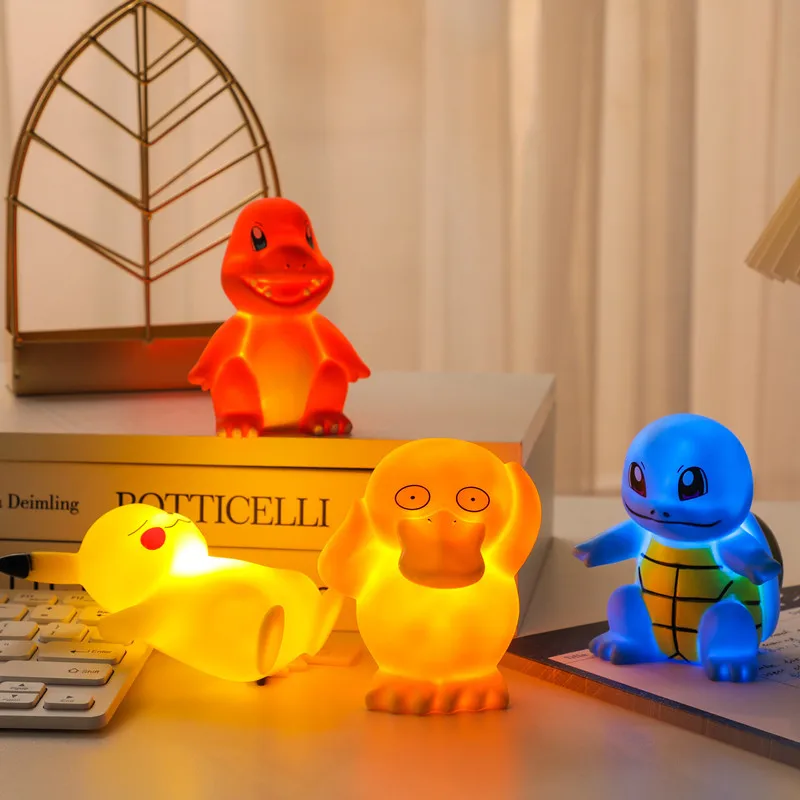 

Pokemon Pikachu Cartoon Figure Light Model Ornament Toys Anime Figures Squirtle Charmander LED Light Dolls Kids Birthday Gifts